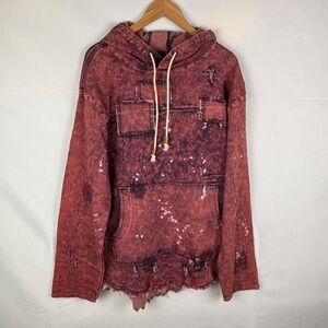 IMPERIOUS Men Distressed Cotton Patchwork Hoodie XL Streetwear Y2K Grunge